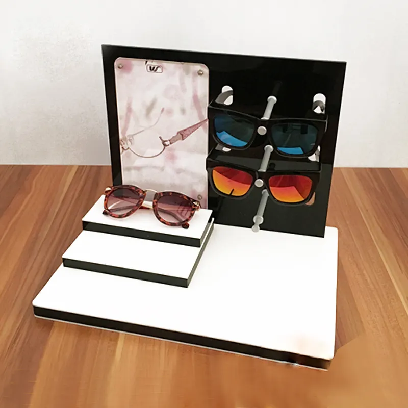 Custom store exhibition pmma plexiglass acrylic white sunglasses eyewear display holder shelf reading glasses display stand