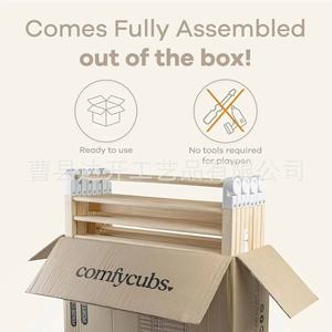 Corral de juegos de madera para bebés Comiycubs, tamaño personalizable, con piso de seguridad, para uso doméstico. - Product Image 2