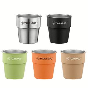 Gobelet empilable en acier inoxydable 8 oz avec logo personnalisé, réutilisable, pour événements et cadeaux promotionnels - Product Image 1