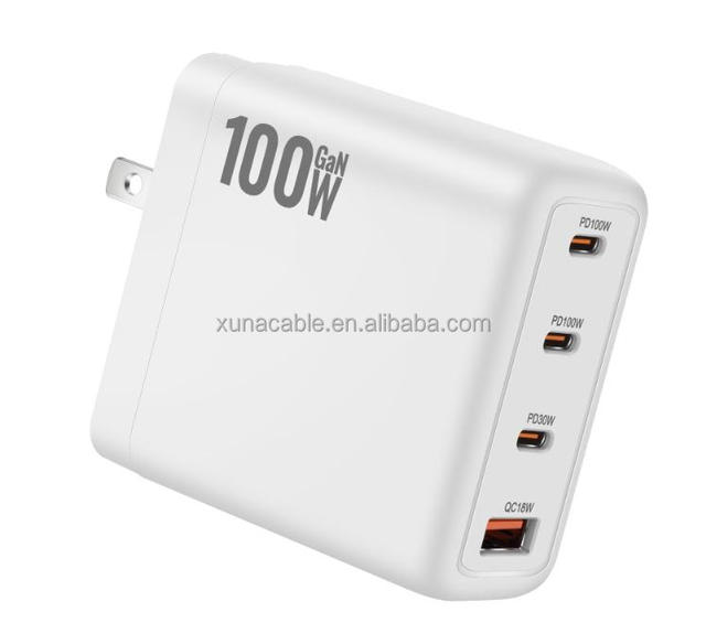 New Cross Border 100W Charger GaN Charging Head Multi Port C-Type Fast Charging Plug Convertible Pin