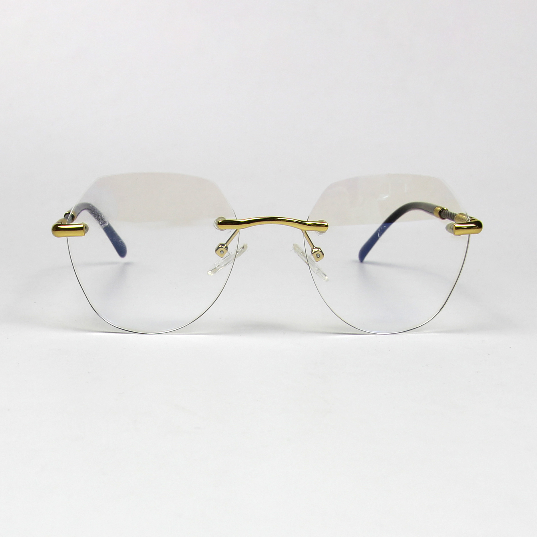 新款酷炫豪华无框圆形光学镜框女男士高品质无框眼镜意大利设计