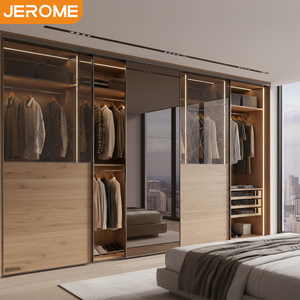 Diseño de Personalización para Toda la Casa, Muebles de Dormitorio Modernos de Lujo, <span class=keywords><strong>Armario</strong></span> Vestidor con Puerta Corredera de Vidrio Templado - Product Image 1