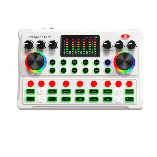 M3 Wireless Sound Card for Youtuber Live KTV,with RGB Breathing Light LED Display DSP Smart Noise Support 48V Microphone