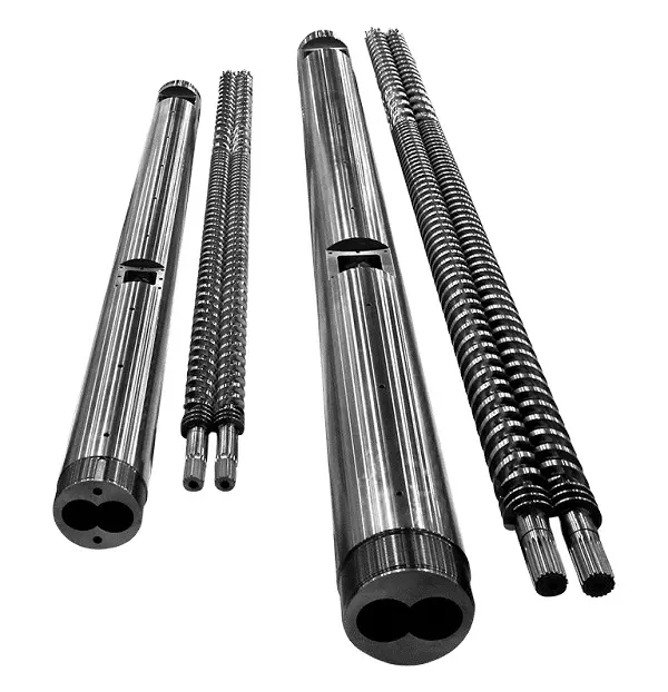 Conical twin screw barrel for pvc pipe and pvc profiles