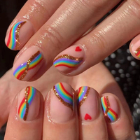 Faux ongles à presser personnalisés de luxe 2026, rose brillant, haute qualité, en acrylique 3D, avec strass et boîte, vente en gros