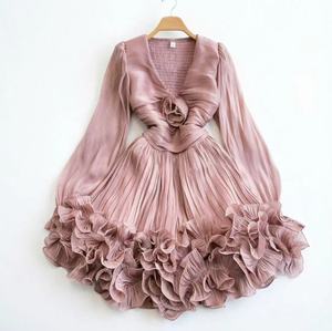 drop waist flapper dress 20s Flapper Dress Floral Chiffon Vintage Garden Party Capelet Collar Drop Waist Black VFG main image 0