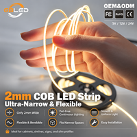 Mini bande LED FCOB ultra-fine 2mm 3mm 4mm 5mm 12V 24V sans points haute densité CRI90 blanc chaud pour armoire CE RoHS