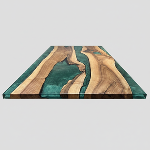 Luxury Handcrafted Acacia Wood Resin Rectangle Dining Table Home Office Hotel Living Room Waterproof Modern Baptism Diwali - Product Image 2