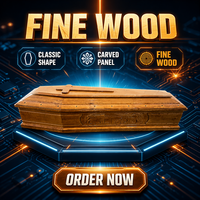 Ataúd de Madera Maciza de Alto Brillo, Color Personalizado, Ecológico, Estilo Europeo, con Tallados Religiosos Latinos para Funeral Católico