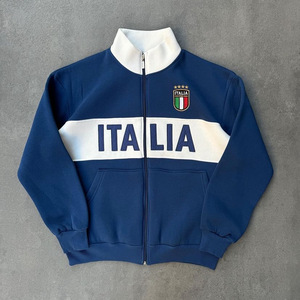 Chaqueta de punto personalizada para hombre, con cremallera completa, bordado, cuello alto, estilo icónico, chaqueta deportiva con paneles tonales, top de atuendo deportivo. - Product Image 2