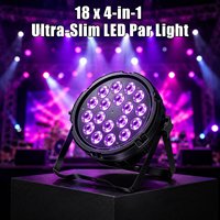 Projecteur LED Par 18x10W RGBW 4-en-1 en alliage d'aluminium ultra-plat, lumière de wash blanc chaud DMX512 avec flight case pour scène, mariage, fête, événements DJ