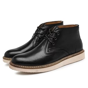 Botas de Hombre Estilo Británico de Verano, Botas Romanas de Media Pantorrilla, Impermeables, con Parte Superior de Cuero Genuino, para Senderismo, Motociclismo, con Forro - Product Image 1