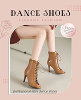 Chaussures de danse latine pour femmes, bottes de danse jazz courtes, grandes tailles, à lacets, pour soirées dansantes, talons hauts