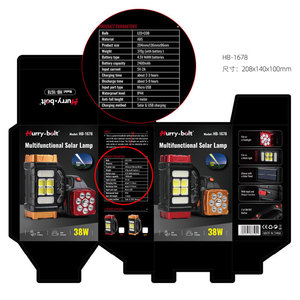 Hurry-bolt Multifunctional Solar <b>Lamp</b> 38W LED IP44 Outdoor Camping Light With USB <b>Charging</b> - Product Image 1