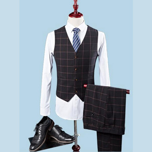 Nuevo <span class=keywords><strong>Traje</strong></span> de Hombre 2026 de 3 Piezas: Blazer, Pantalón y <span class=keywords><strong>Chaleco</strong></span> a Cuadros, Corte Slim, Formal - Product Image 6