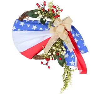 Venta al por mayor transfronteriza Día de la Independencia Americana Guirnalda Simulación Flor Pajarita Corona