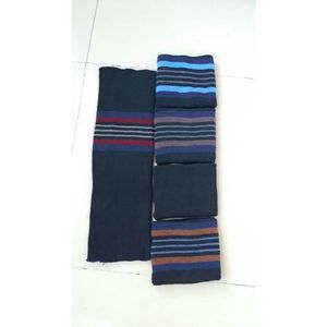 Cache-cou rayé en tricot mélangé multicolore, tricoté à la main, chaud, pour homme, automne-hiver - Product Image 1