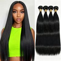 Extensiones de Cabello Virgen Liso 15A, 100% Humano, Doble Trama a Máquina, Puntas Completas, Aspecto Natural Suave, Uso Diario, Todos los Colores para Mujeres Negras