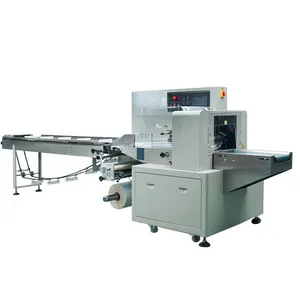 Máquina empacadora de envoltura de dulces de barra Horizontal automática de alta velocidad, máquina empacadora de pan de carne y verduras