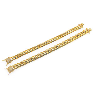 Stainless Steel Micro-inlaid Zircon Cuban <b>Bracelet</b>, Color-preserving Electroplated Smooth Domineering Trendy Men's <b>Bracelet</b> - Product Image 5