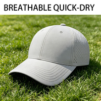 Casquette de golf 6 panneaux personnalisée avec logo, imperméable, séchage rapide, perforations découpées au laser, respirante, pour le sport et l'extérieur
