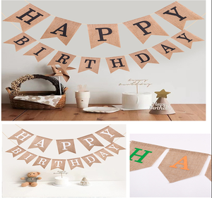 JOYEUX <span class=keywords><strong>ANNIVERSAIRE</strong></span> Toile De Jute Jute Bannière Drapeau Bébé Fille Garçon Baptême Décorations Fête Célébration Déco Mur Fond - Product Image 6