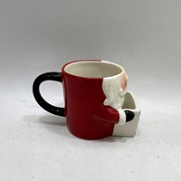 Mug à café en céramique peint à la main avec porte-biscuits Père Noël