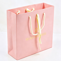 Sac fourre-tout en papier rose avec poignée, personnalisé avec logo, pour emballages cadeaux d'Halloween, cadeaux de Noël de luxe, vêtements