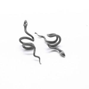 Pendientes de clip con forma de serpiente de Yunnique, diseño de zodiaco animal en plata tibetana, joyería de moda. - Product Image 3
