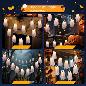 Luces LED de cadena con diseño de fantasmas para Halloween, decoraciones de fantasmas, adecuadas para jardines, vallas, fiestas, decoraciones de casas embrujadas. - Product Image 3
