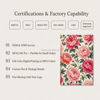 Impression numérique personnalisée, torchon en coton 100% à motif de pivoine, en stock, expédition gratuite, échantillon disponible, torchon de haute qualité