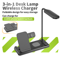 Support de charge pliable pour bureau, montre, écouteurs, téléphone, charge rapide sans fil, chargeur sans fil 3 en 1, lampe de bureau