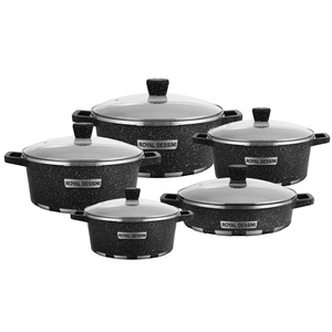 Orchid Bud <b>Cookware</b> <b>Set</b> 10 Piece Non Stick Aluminum Pot With Lid Oven Safe For Household Cooking - Product Image 5