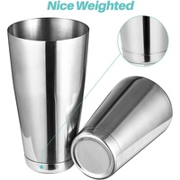 Ensemble de shaker à cocktails en acier inoxydable 9 pièces, combo shaker Boston Cobbler avec doseur, passoire, pilon, becs verseurs, kit de barman
