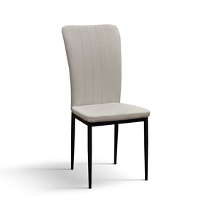 Frida <b>Chair</b> <b>Set</b> <b>Of</b> <b>6</b> Beige Tissue Upholstery Metal Base Indoor <b>Dining</b> <b>Chairs</b> - Product Image 1