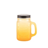 Tasse à eau créative en verre transparent de 500 ml, résistante à la chaleur, avec couvercle et poignée, style Mason, pour thé au lait, jus, café