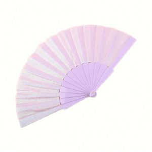 Wholesale 23cm Classic Style <b>Glitter</b> Plastic Hand Fan Eco-Friendly and Waterproof for Decorative Dancing - Product Image 4