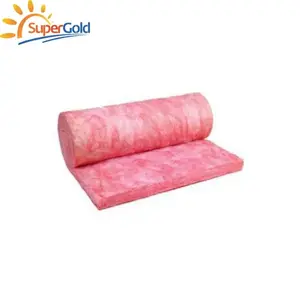 SuperGold materiales de aislamiento térmico manta de lana de fibra de vidrio Rosa rollo de lana de vidrio insonorizado