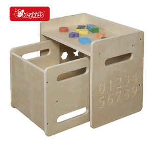 Set Tavolo e Sedie in Legno Montessori per Attività, Gioco, Disegno e Svezzamento per Bambini 1-3 Anni W08G509 - Product Image 5
