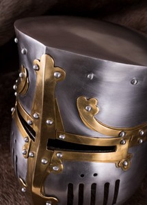 Casco de Acero de Cruzado del Siglo XIII, Hecho a Mano, Estilo Medieval Antiguo, con Forro de Cuero, para Colección - Product Image 3
