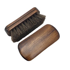 Logo personnalisé d'approvisionnement d'usine manche en bois naturel écologique brosse de nettoyage en cuir suédé brosses de bain éponges épurateurs - Product Image 1