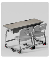 Ensemble de bureau et chaise d'école à deux places, hauteur réglable, structure métallique, pliable, mobilier de classe