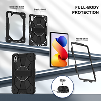 Étui antichoc robuste pour Redmi Pad 2 Pro 12.1 Poco Pad M1 2025 avec support rotatif à 360°, dragonne et bandoulière, bicolore OEM ODM
