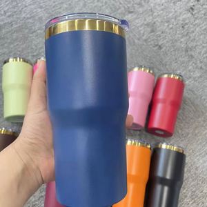 New Gold Pink <b>Orange</b> Brown Green Rose Copper Plated Powder Coated 20Oz Cups With <b>Slide</b> Lid - Product Image 2