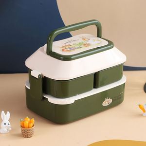 2 Layer Cartoon Rabbit Divided <b>Lunch</b> Box with Carry Handle, BPA Free Leakproof Kids Bento Box for School Children Outdoor Meal - Product Image 3