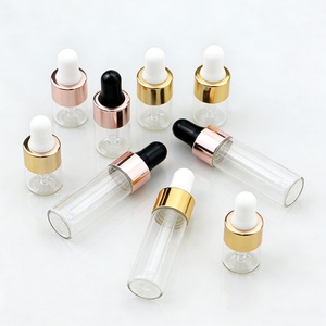 Custom LOGO 1ml 2ml 3ml 5ml clear Glass Essential Oil <b>Bottle</b> Round Empty Refillable <b>Dropper</b> <b>Bottle</b> for Serum Fragrance Oil - Product Image 1