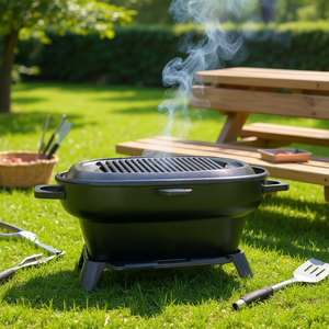 Barbecue portable en fonte émaillée Fudajo, ovale, durable, pour usage extérieur et jardin. - Product Image 2