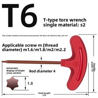 Obeng Torx Plum Blossom Tipe T T6-T30 Alat CNC Kunci Torx dengan Pegangan Plastik Penutup Anti-Selip