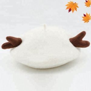 หมวกเบเร่ต์ขนสัตว์น่ารักสำหรับเด็กในเทศกาลคริสต์มาส พร้อมหูรูปกวาง - Product Image 3