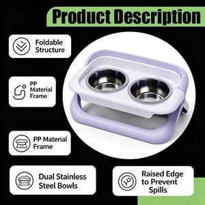 Comederos Dobles Elevados Plegables para Mascotas, de Acero Inoxidable 304, para Perros y Gatos, sin Dropshipping - Product Image 5